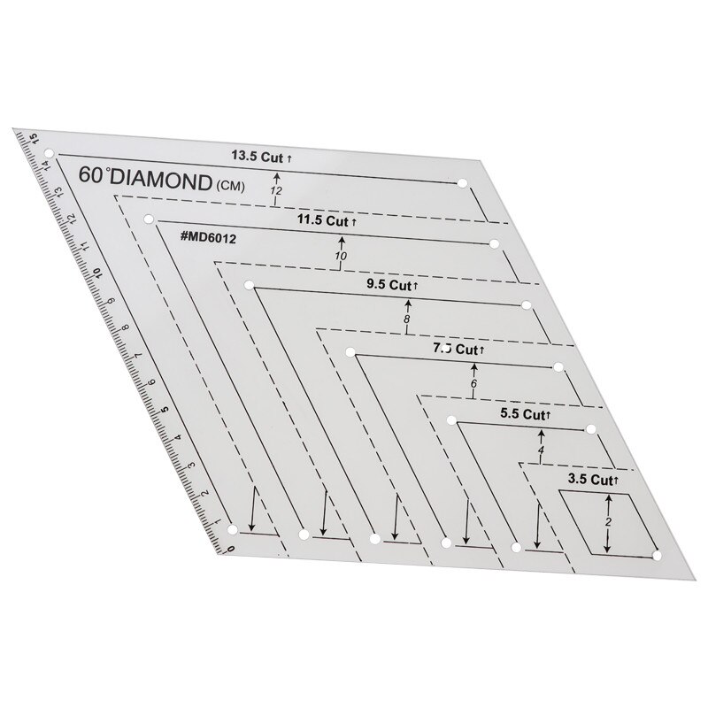 Transparent Quilting Sewing Patchwork Craft Scale Ruler Hexagon Diamond Ruler DIY Handmade Tailor Home Sewing Tools: 60 Rhombus