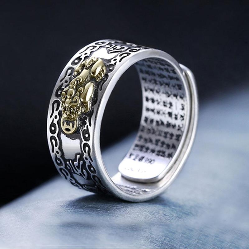 Feng Shui Bixie Charms Ring Amulet Bescherming Rijkdom Lucky Open Verstelbare Ring Boeddhistische Sieraden Voor Vrouwen Mannen