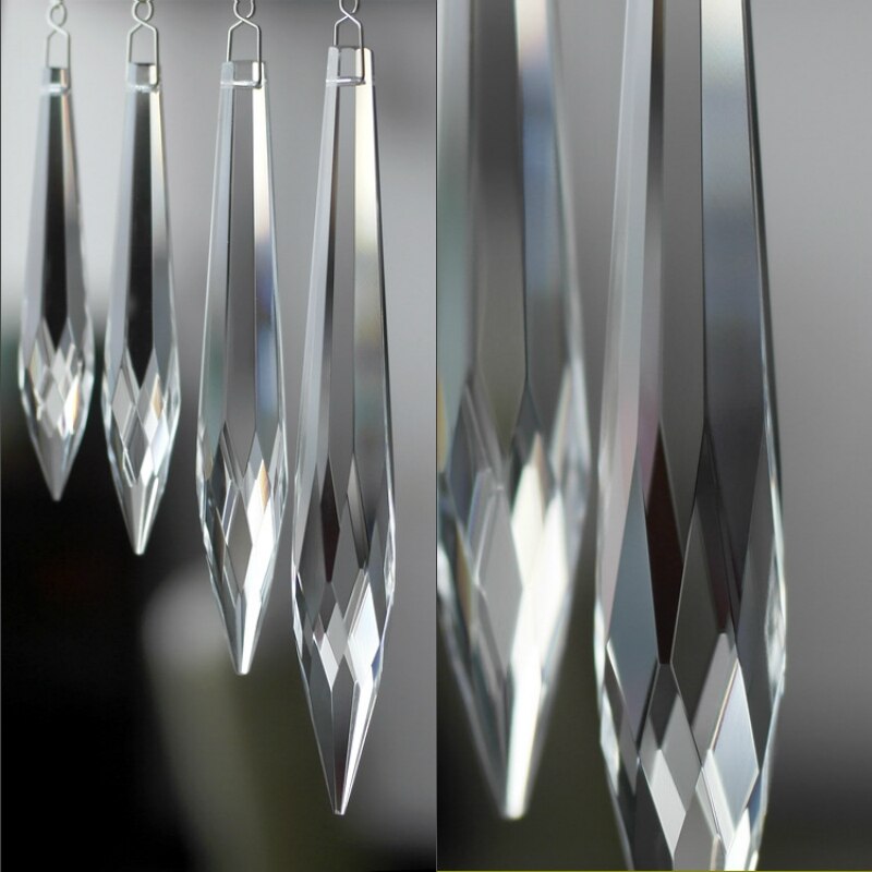 76mm klare 10 stk/part multifacetterede istapper dråber krystalglas til lysekroner glas prisme hængende belysningsvedhæng
