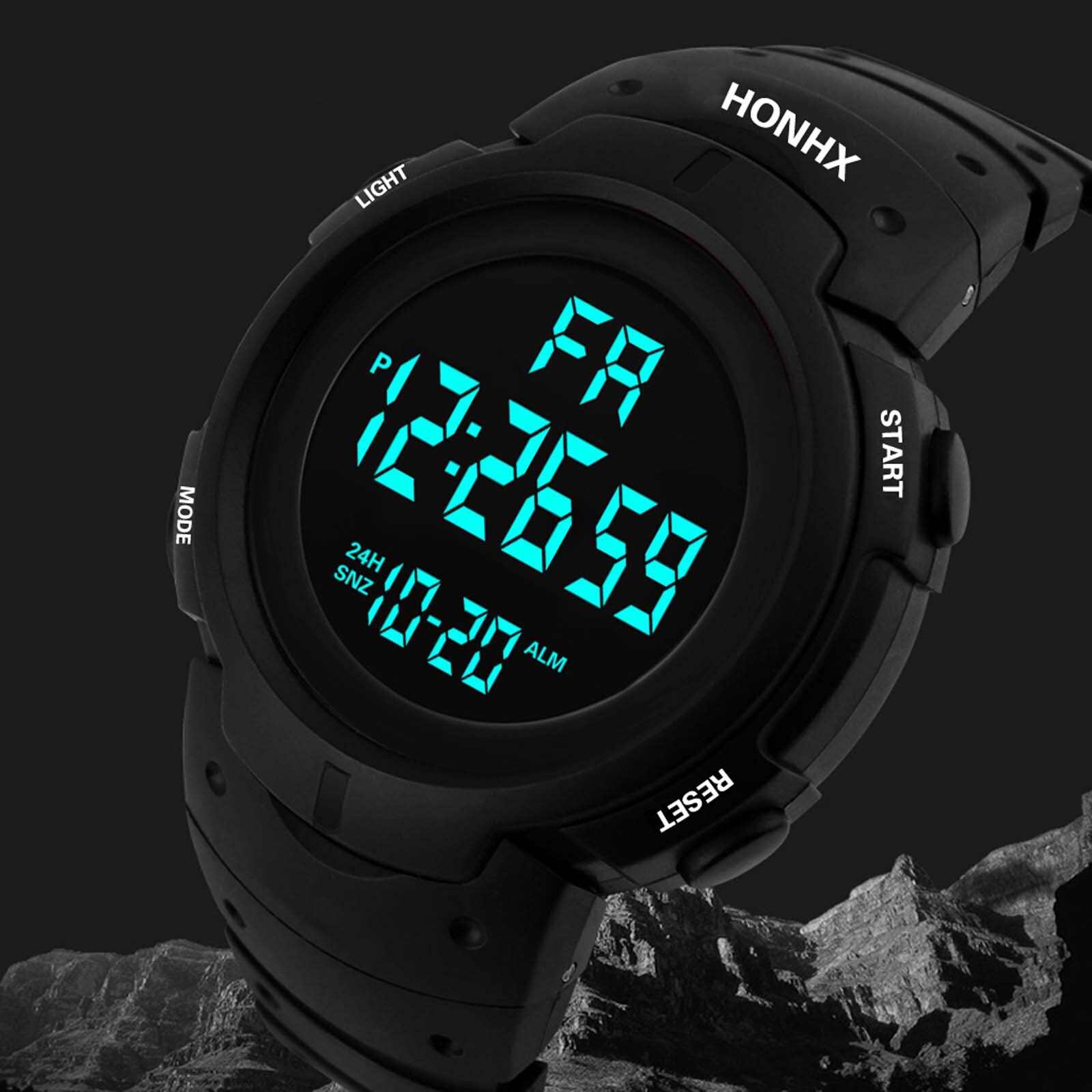 Sports Watches 50M Waterproof LED Digital Watch for Men Resin Dial PU Strap Clock Relogio Masculino Digital Watch