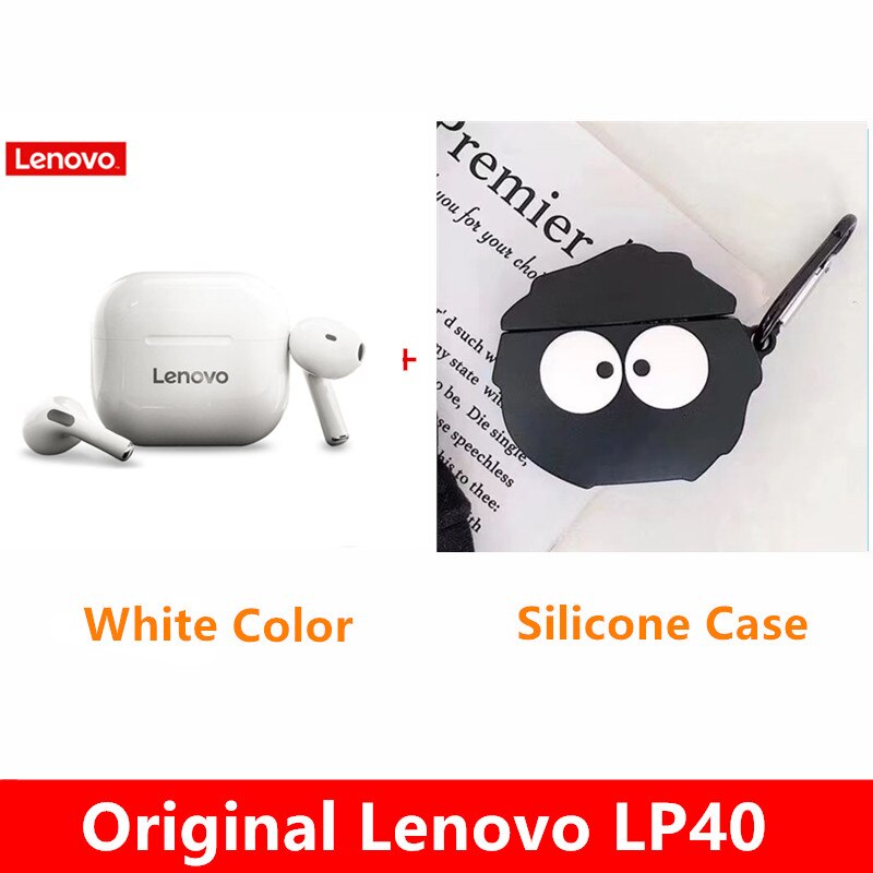 Original Lenovo LP40 TWS Wireless Earphone Bluetooth 5.0 Dual Stereo Noise Reduction Bass Touch Control Long Standby 300mAH: lp40white meiqiu