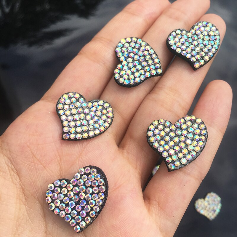 10 Pcs Leuke Hart Ab Rhinestone Applique Naaien Op Patch Voor Kleding Dess Diy Patches Kralen Applique Trui Applique