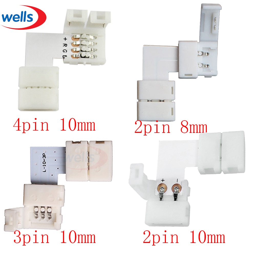 5set L Shape 2pin 3pin 4 pin LED Connector For connecting corner right angle RGB 3528 2811 2812 5050 LED Strip