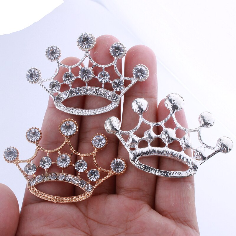 10 st 5.7cm krona strass knappar för heminredning legering metall kristall knapp för tyg bröllop