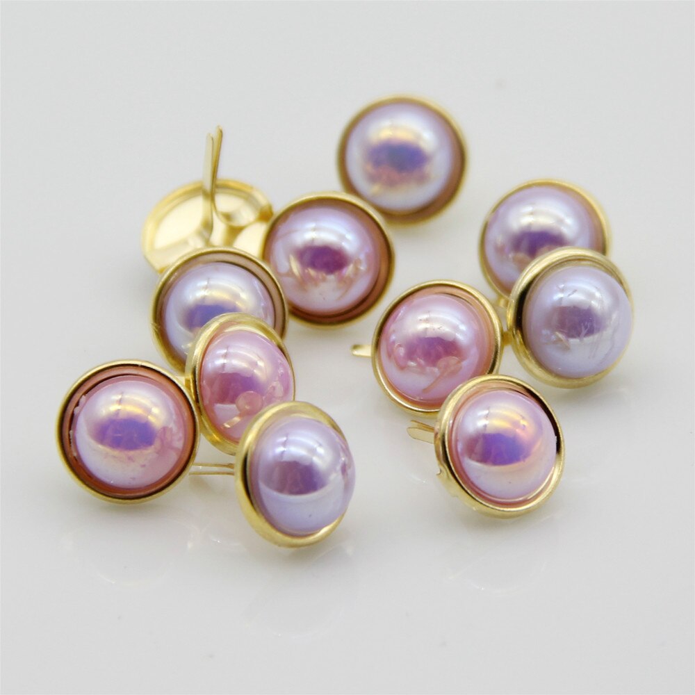 20pcs Big Colorful Pearl Brads Metal Gold Scrapbooking Embellishment Decor DIY Crafts Accessories Handmade Photo Album Fastener: Light Purple