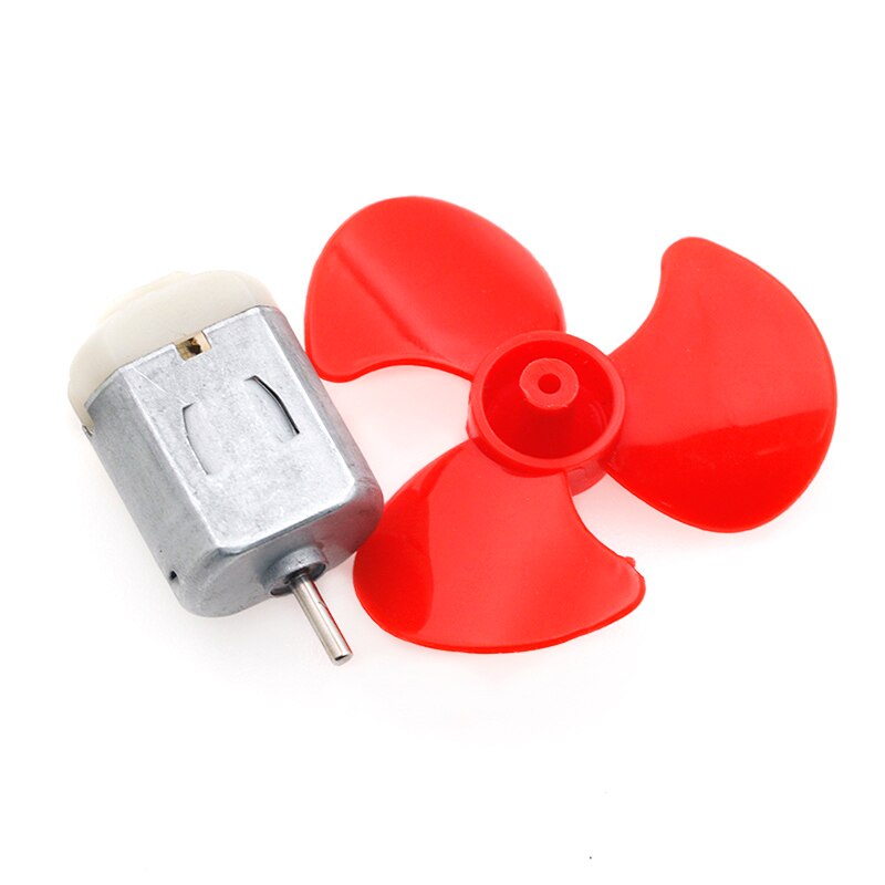 1 conjunto dc micro 130 motor de engrenagem com lâmina de ventilador pequena hélice 3-6v para arduino experiência diy: 1Set red