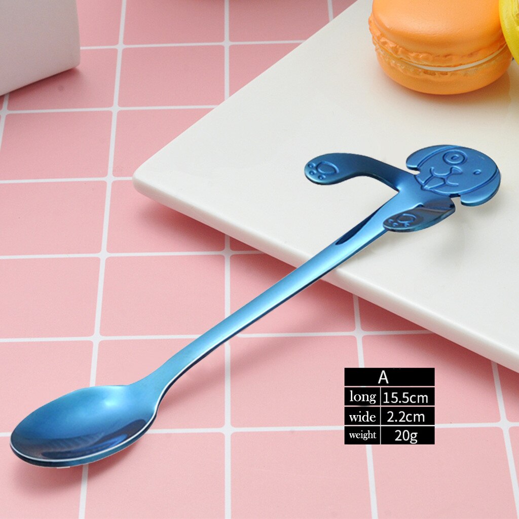 Cucharilla de café para perro bonita, cuchara creativa de acero inoxidable, cucharilla para postre, aperitivo, cuchara para helado, Mini vajilla de cucharas, cucharas con mango largo: A
