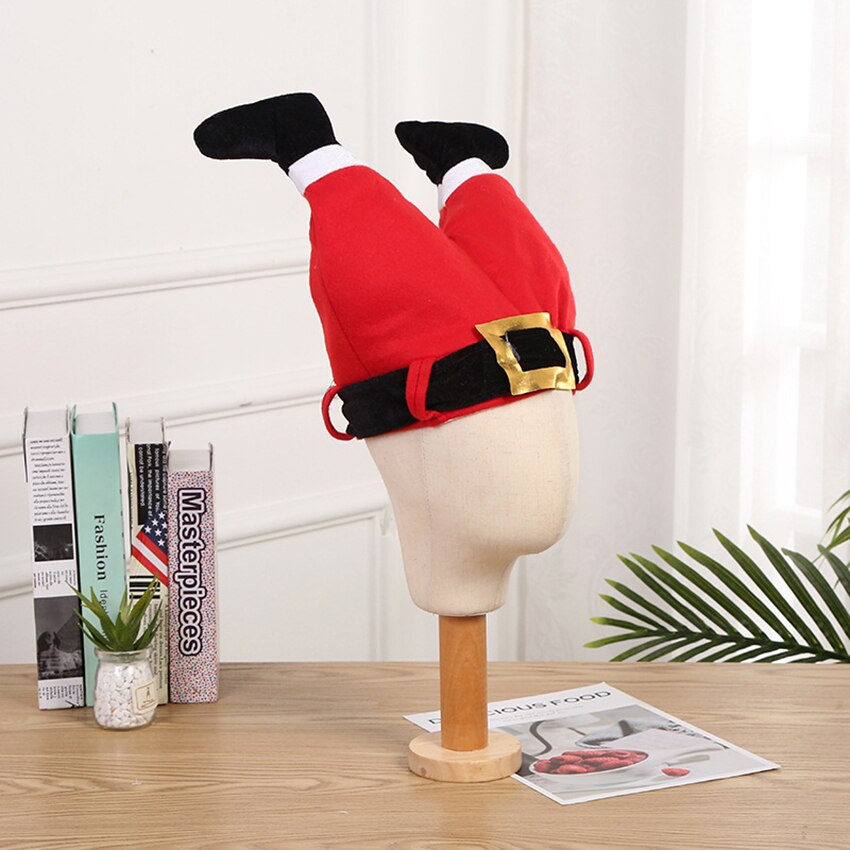 Plush Santa Hat Funny Novelty Christmas Costume Santa Hat Adults Kids Santa Pants Hat for Christmas Party Decoration