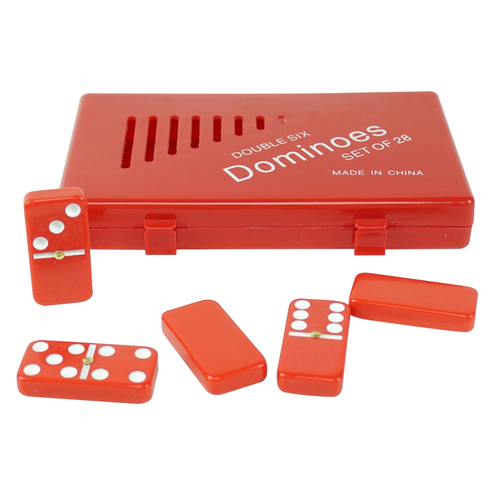 50mm*25mm*10mm double six red domino with white dot in red plastic box