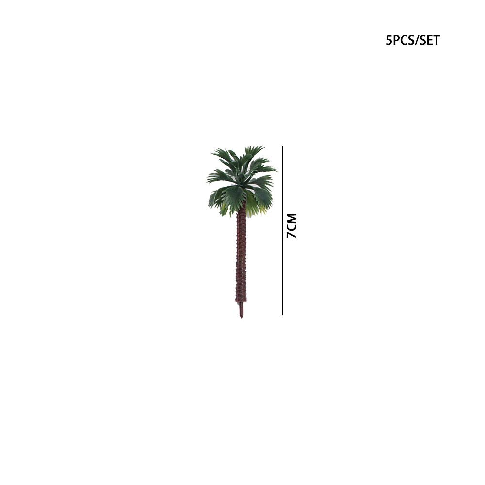 5Pcs Mini Tropical Palm Tree Simulation Plastic Coconut Tree Bonsai Miniature Landscape Decoration Scenery Model: 7cm
