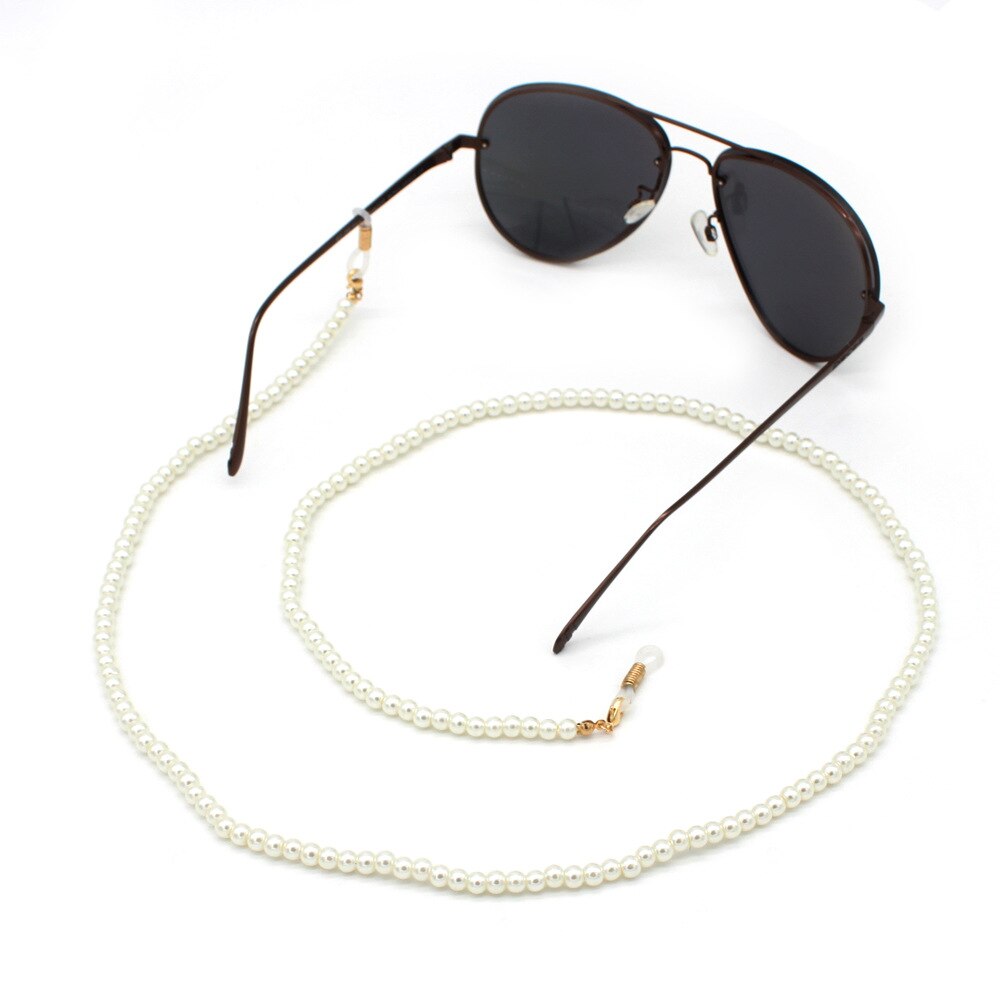 White Imitatie Parel Bril Kettingen Kralen Sunglass Lezen Brillen Ketting Cord Holder Touw Voor Mannen Vrouwen Stellen