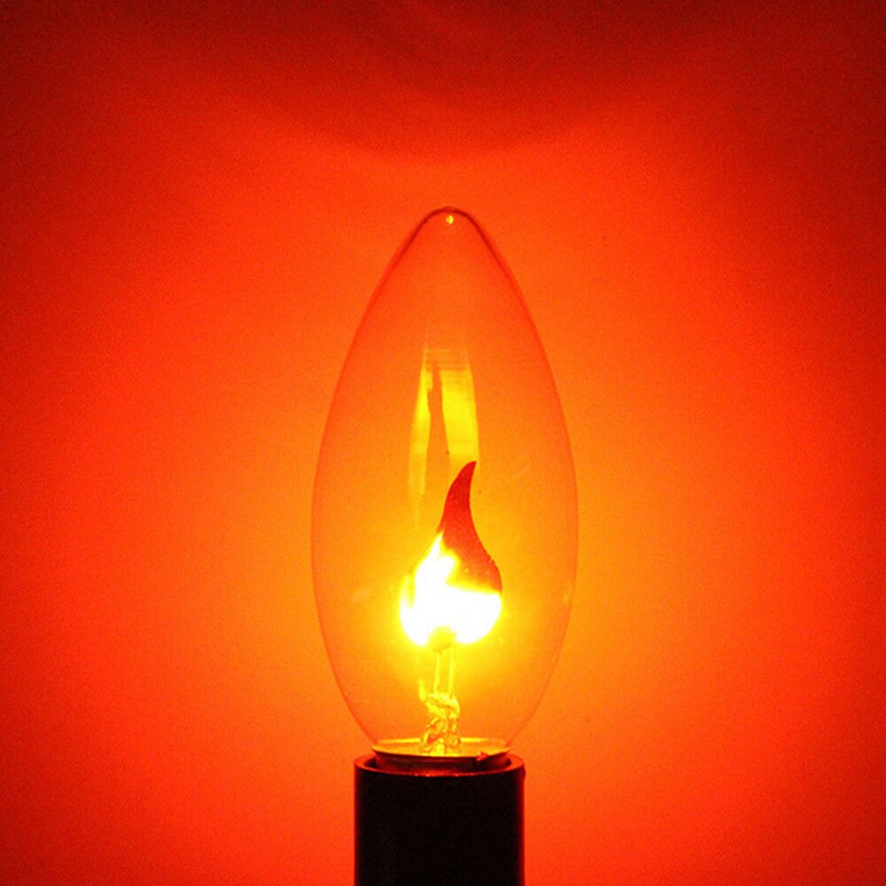 1pc glas  e14 gennemsigtig rød pære brand flamme lys lys flimrende effekt roman stearinlys tip lampe