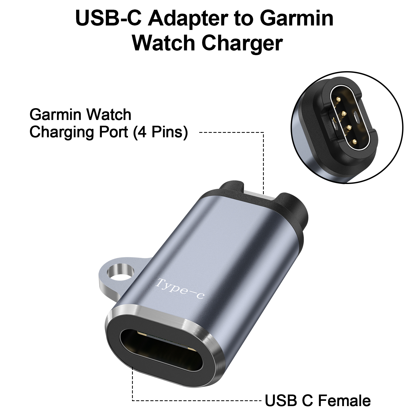 Type C Lader Adapter Voor Garmin Fenix 7 6 6X 5 S 5X Plus/Instinct 2/Venu 2/Vivoactive 4 3/Forerunner 965 955 945 935 Converter
