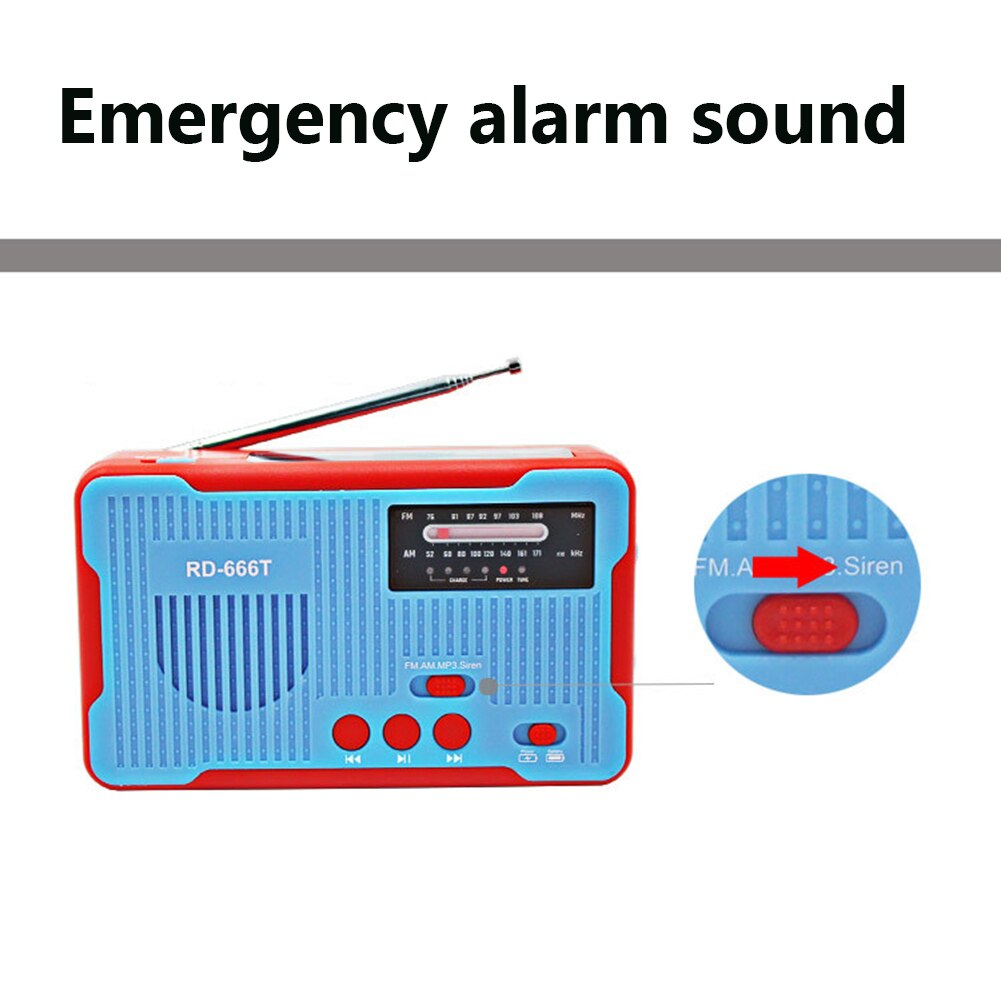 Hand Crank Emergency Solar Powered Radio 2000mAh Phone Charger Camping Flashlight AM/FM/NOAA Weather Dynamo Generator