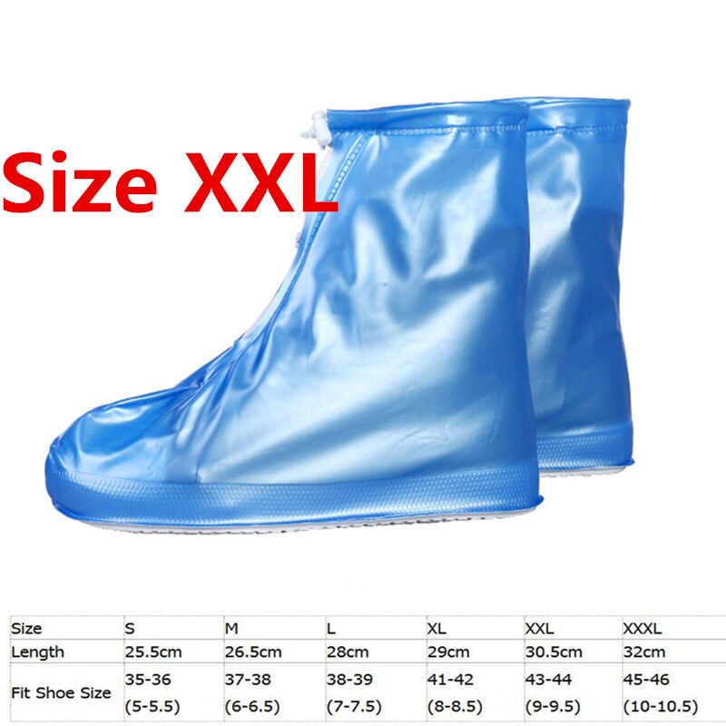 Heels Height Fishing Waders Boots Cover Rain Waterproof Flat Ankle Boots Cover Thicker Non-slip Platform Rain Boots: Blue-XXL
