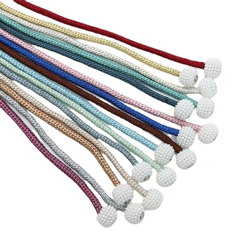 2 pièces de rideaux simples avec perles, sangles à boucle magnétique Simple, corde de cravate sans Perforation, accessoires de décoration