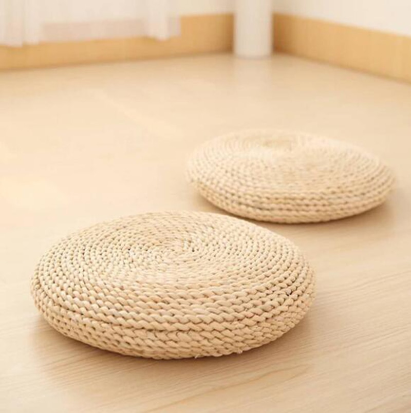 Natuurlijke Stro Ronde Poef Tatami Kussen Stro futon maïs erker pad yoga dampende kussen hand geweven mat voor home Decoratie