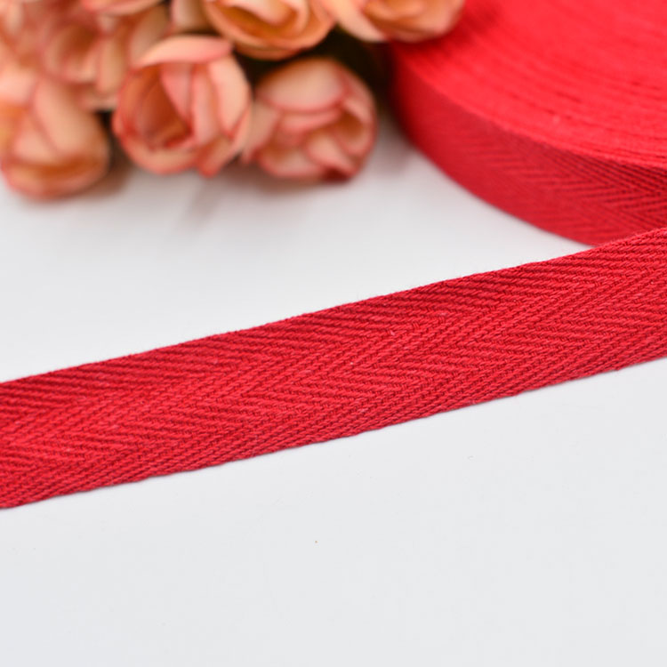 45M Meetee 2cm Herringbone Pattern Cotton Webbing Tape High Tenacity Bag Lable Ribbons Sewing Tapes Bias Binding DIY Accessories: Red