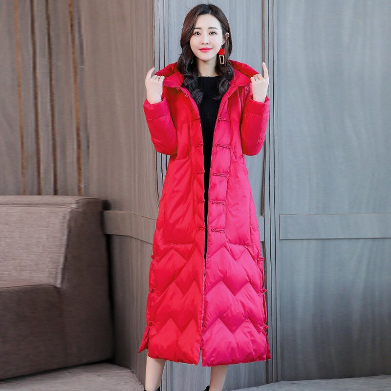Parkas X-Langen Mantel Weibliche Frauen lässig Jacke Mujer Mit Kapuze Schwarz Baumwolle warm Halten Warme Winter Einreiher oberbekleidung