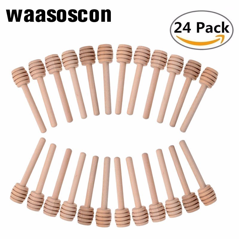 Creatieve 24 Pack Van Mini 3 Inch Houten Honing Dipper Sticks Voor Honing Jar Doseer Motregen Honing Bruiloft Party Bar supply