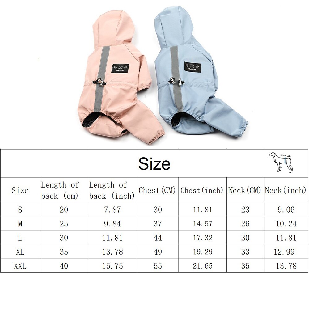 Reflective Dog Raincoat Traction Rain Coat Waterproof Windproof Jacket For Puppy Chihuahua Dog Clothes Jumpsuit Pet Costume