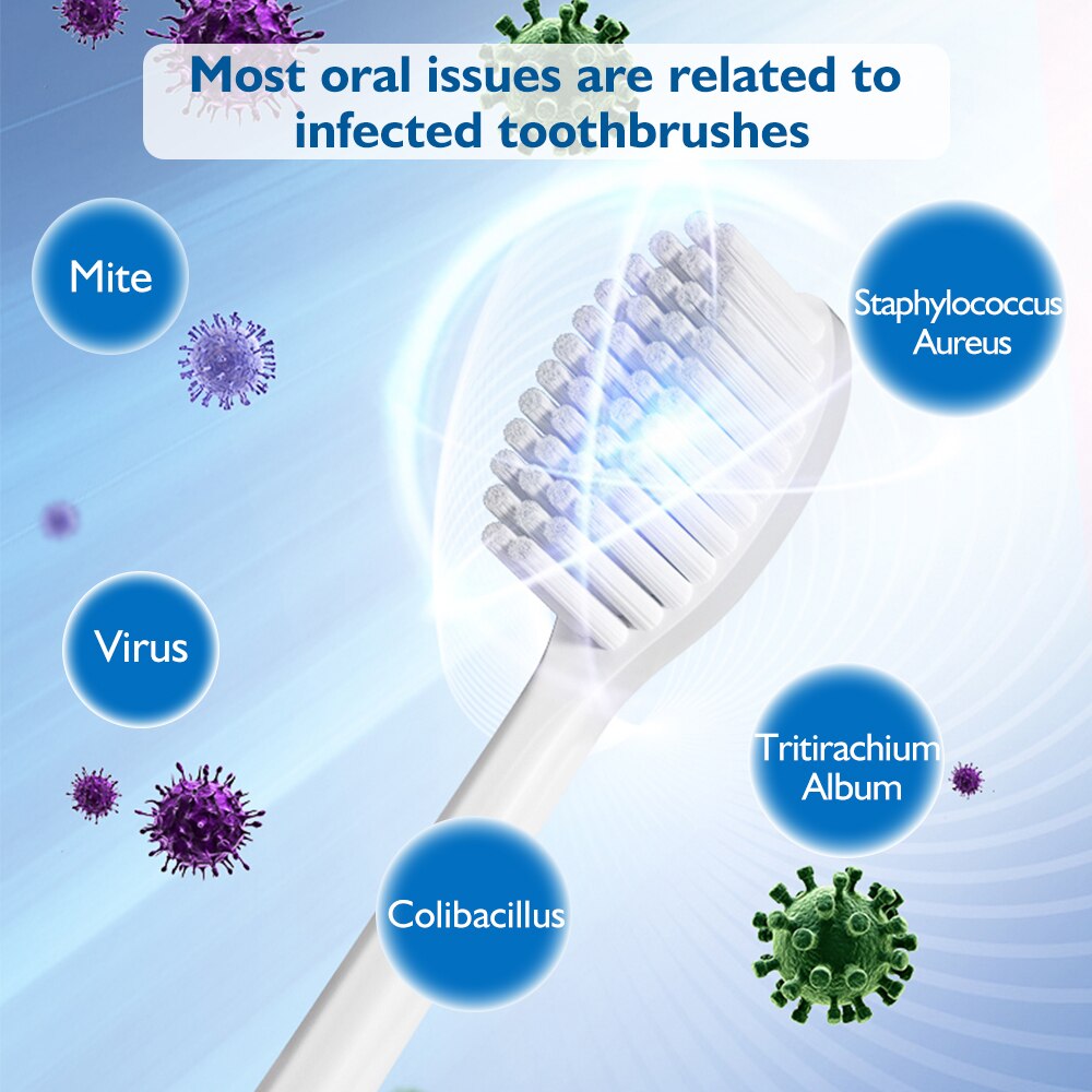 La luz UV ultravioleta para cepillo dental esterilizador montado en la pared de 5 en 1 Anti-bacterias ultravioleta para cepillo dental desinfectador cepillo de dientes