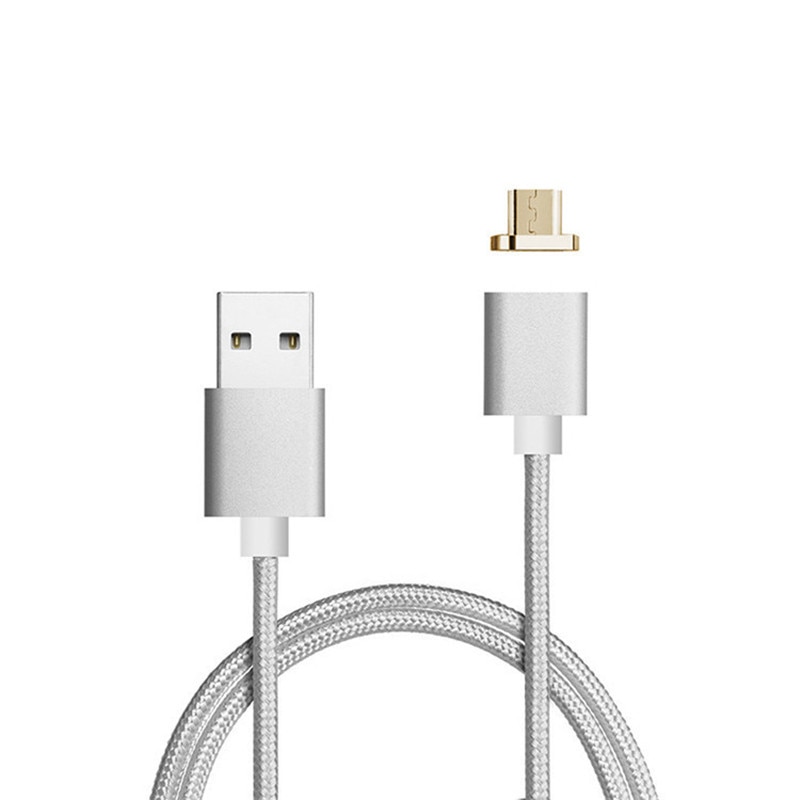 Usb-kabel micro usb magnetische kabel usb naar micro mannelijk naar mannelijk snel opladen data synchronisatie oplader nylon geweven kabel adapter 1m