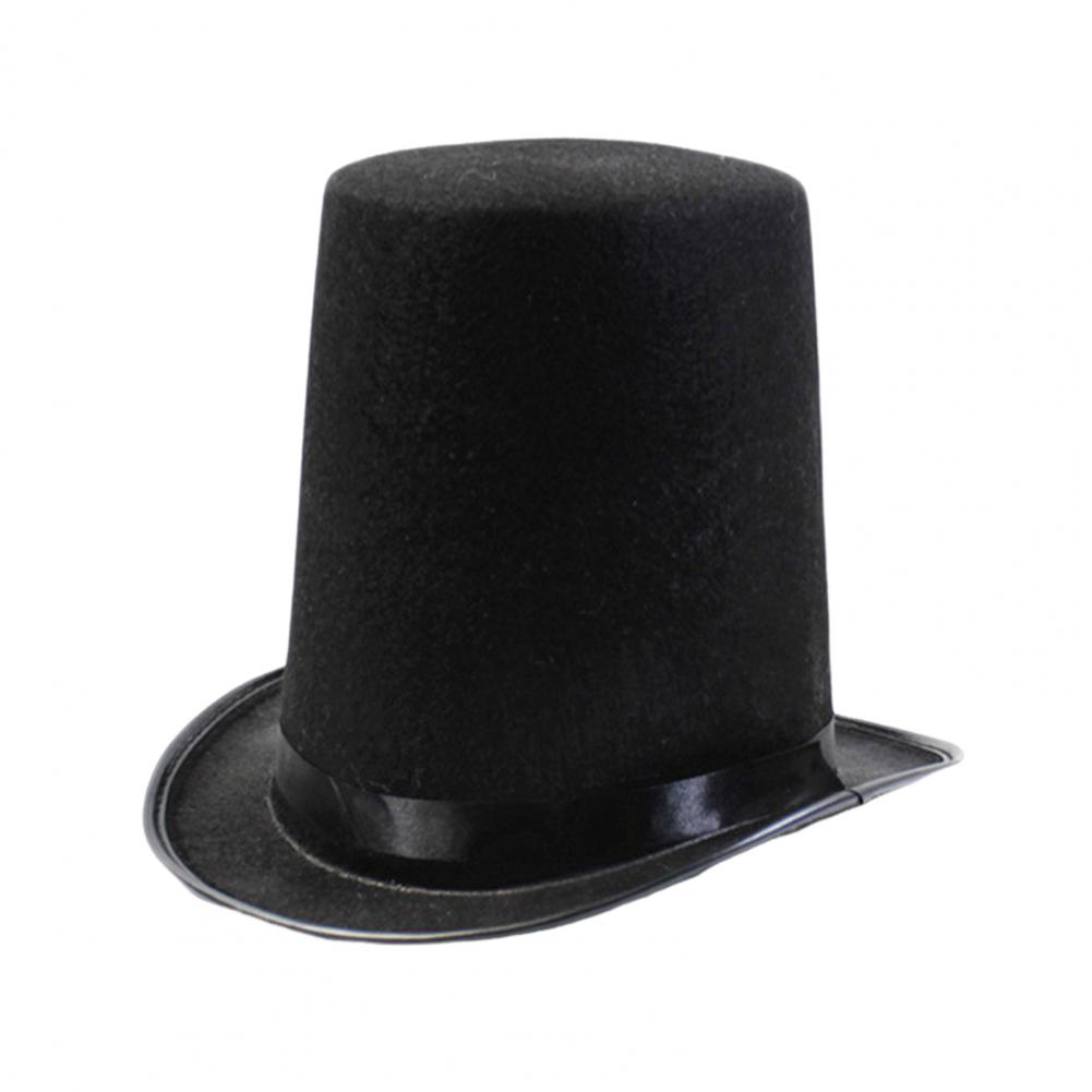 High Top Hat Magician High Hat British Black Jazz Topper Hat Court Gentleman Flat Felt Hats For Performances Role Play Christmas: WHITE