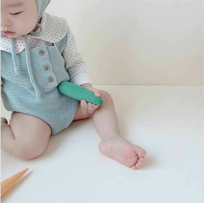 Herfst Baby Jongens Meisjes Gebreide Candy Kleur Mouwloze Bodysuit Met Caps Zuigelingen Katoen Warm Overall