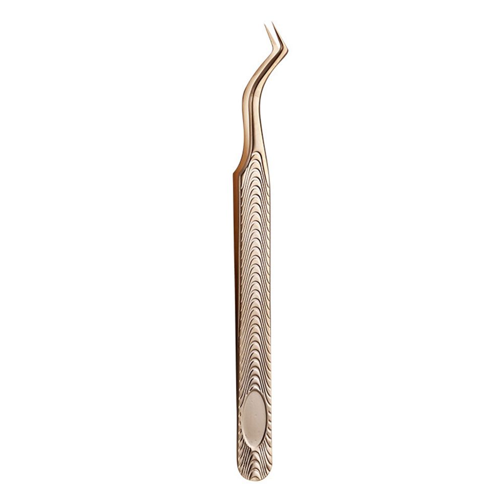 1 PC Volume Eyelash Extensions Tweezers Stainless Steel Lash Tweezers Curved Precise for Eyelash Extensions Application: Style E