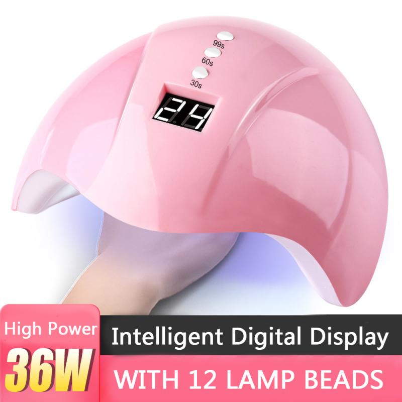 36w gel lampe smart neglelys hurtigtørrende bærbar neglelampe intelligent induktion førte uv-lampe negle tørretumbler søm kunst