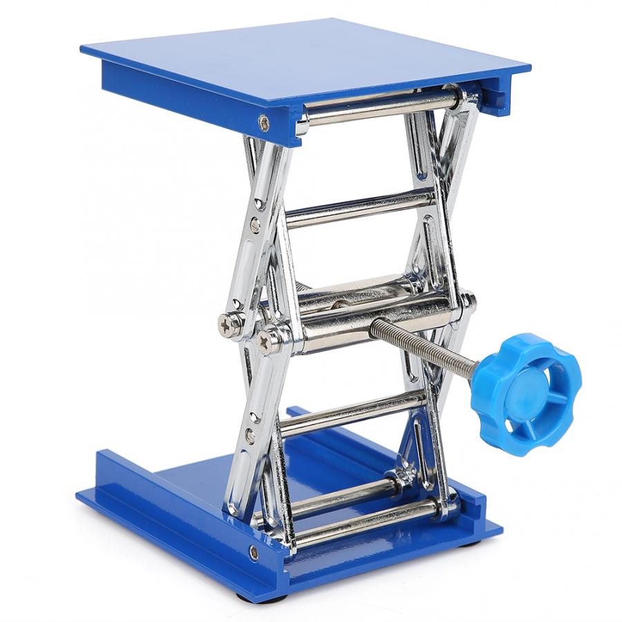 100 x 100mm blå galvanisert aluminium lab løftestativ stativ sakse jack løfter lab løfteplattform mikroskop lab jack