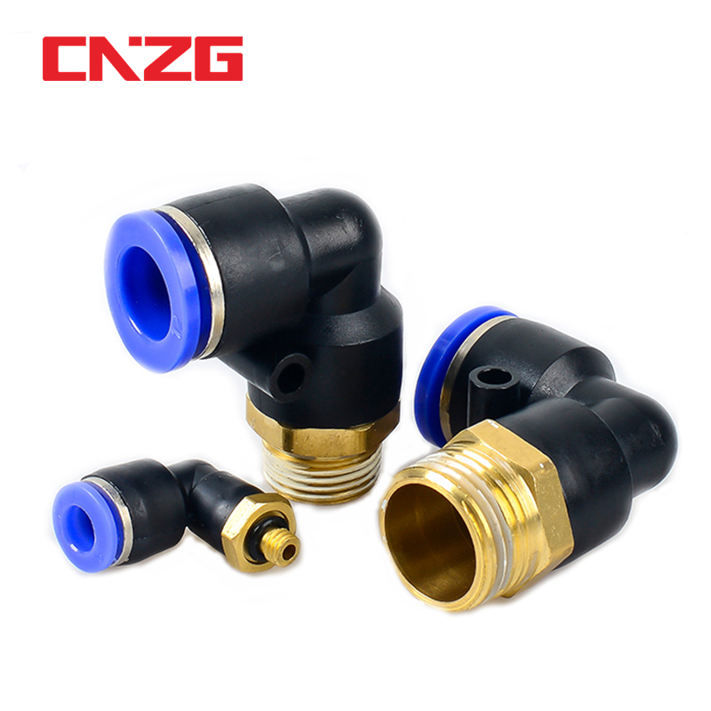 Pl fiting pneumatic cot 1/4 3/8 1/2 1/8 bsp filet tat conector rapid de aer l forma împingere furtun  od 6mm 8mm 10mm 12mm