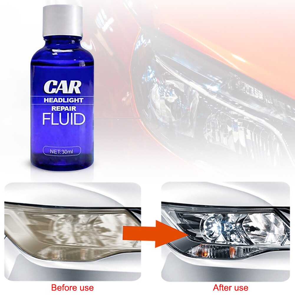 Reparador de lentes de faros de coche, 30ml, barniz para uñas líquido, limpiador automático, protección UV rápida, limpiador con luz, eliminador de arañazos