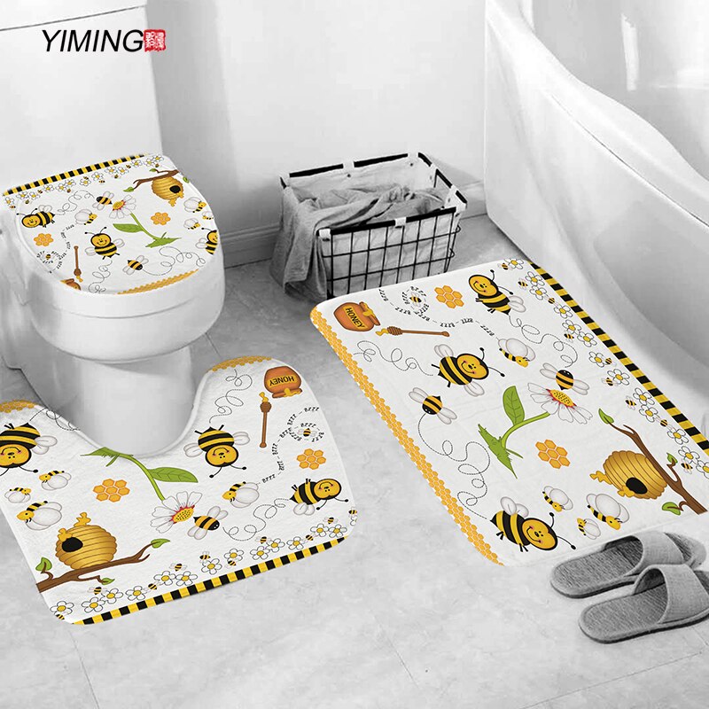 YIMING 3pcs Bath Mat Set Simple Northern European-Style Chandelier Printed Bathroom Anti-Slip Carpet Home Decoration Bath Mat: L