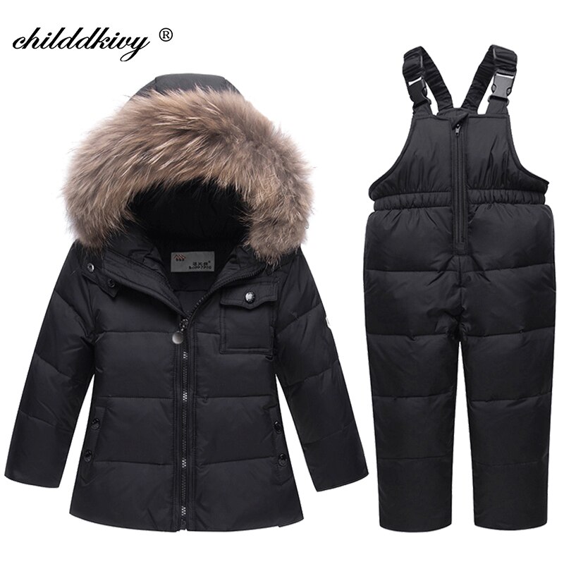 1-5Years Winter Jumpsuit Voor Kinderen Baby Jongen Meisje Kleding Set Kinderen Parka Jas Baby Snowsuit Jas Voor Meisjes Kinderen Kleding: Black / 5T