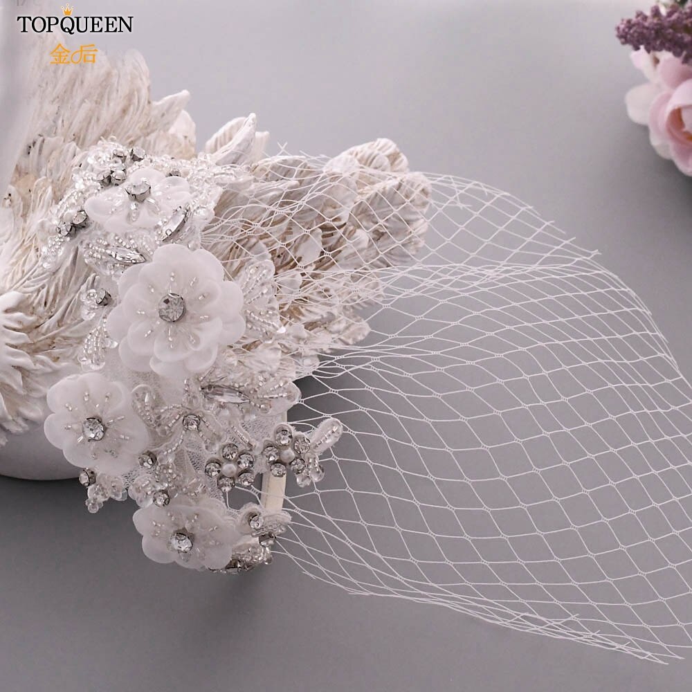 TOPQUEEN S358-WS Birdcage Veil Tiara Bridal Hair Accessories Veil Hat Head Hoop Wedding Headbands Headwear Bridal Headpiece: S358-WS