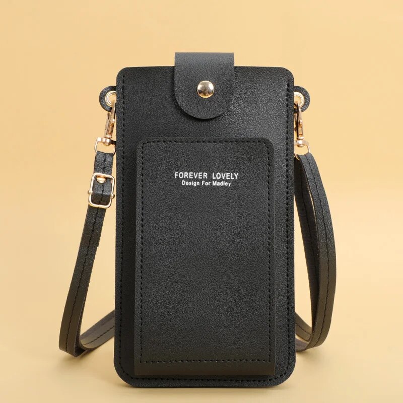 Damestassen Zachte Lederen Portefeuilles Touchscreen Mobiele Telefoon Portemonnee Crossbody Schouderriem Handtas Voor Dames Goedkope Damestassen: Black
