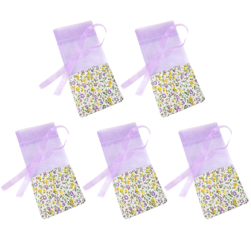 10 Pcs Lavendel Tassen Lege Licht Paarse Bloem Gedrukt Koord Geur Pouch Voor Ontspannen