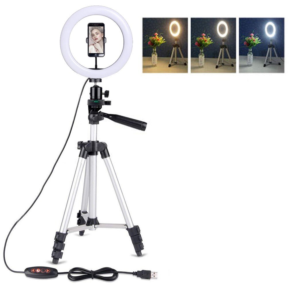 8IN LED SMD Ring Light Kit With Stand Dimmable 5500K For Camera Makeup Phone With Phone Holder Selfie Photo Video Photography