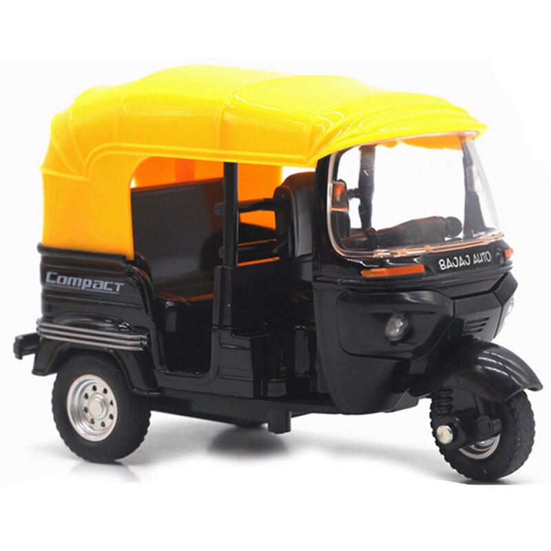 Hohe Simulation Indische Dreirad Autos Spielzeug Indien ziehen Zurück Licht Klang Motorrad Spielzeug Auto Für freundlicher freundlicher: Schwarz