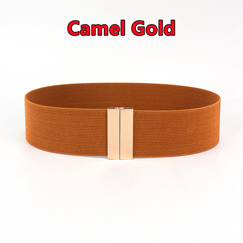 Cinturones anchos con banda elástica para mujer, cinturón sencillo para abrigo, hebilla femenina, correa negra, accesorios de decoración para vestido: Rojo