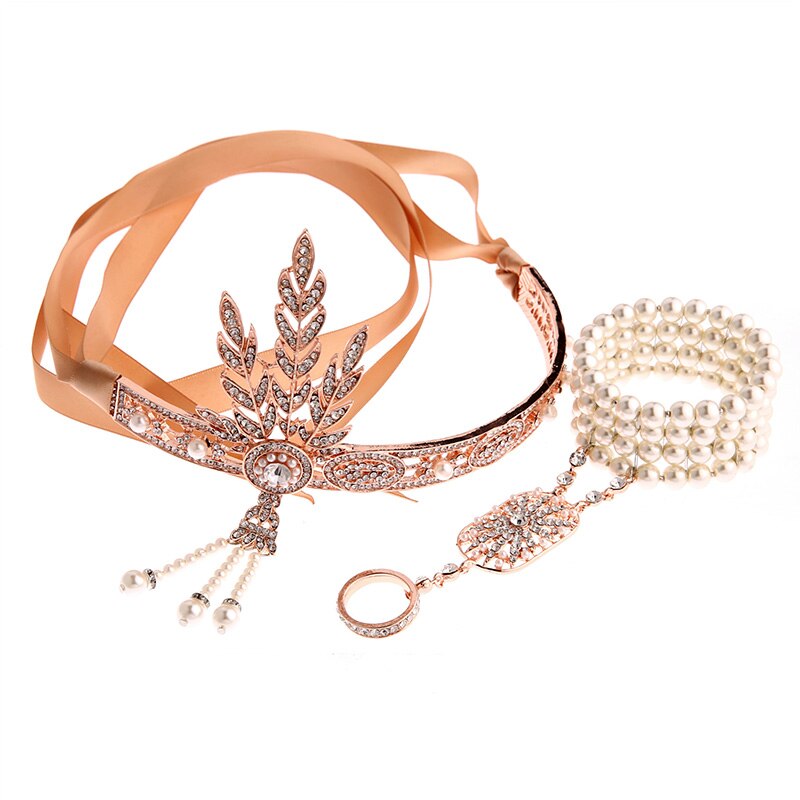 Art déco – couvre-chef de mariée Vintage pour femmes, accessoires de robe Gatsby, Costume et Bracelet, accessoires pour cheveux, années 1920