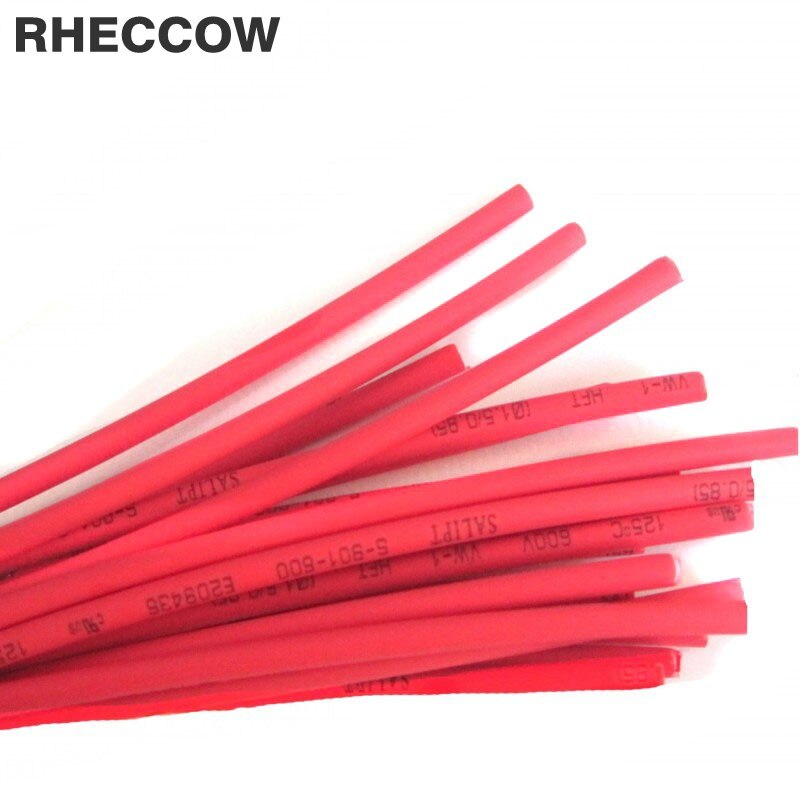 Rheccow 50m dia = 1mm rød 600v 2:1 varmekrympeslange rørkrympeslange diameter wire wrap isoleringsmaterialer