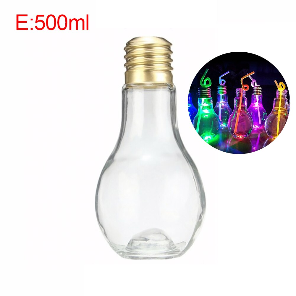 Zomer Lamp Water Fles Glas Innovatieve Drinken Sap Melk Flessen Lekvrije Drank Licht Lamp Voor Thuis Diy Drinken decoratie: 500ml with Light
