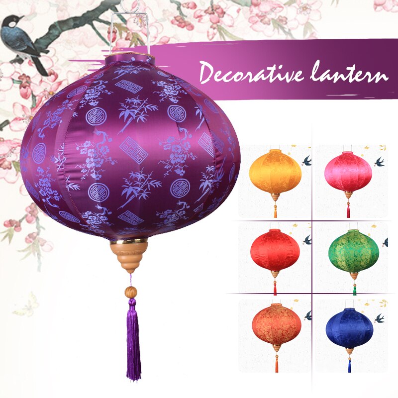 Year Lantern Party Wedding Ancient Lantern Vietnam Diamond Pattern Silk Cloth Round Lantern Retro Decoration