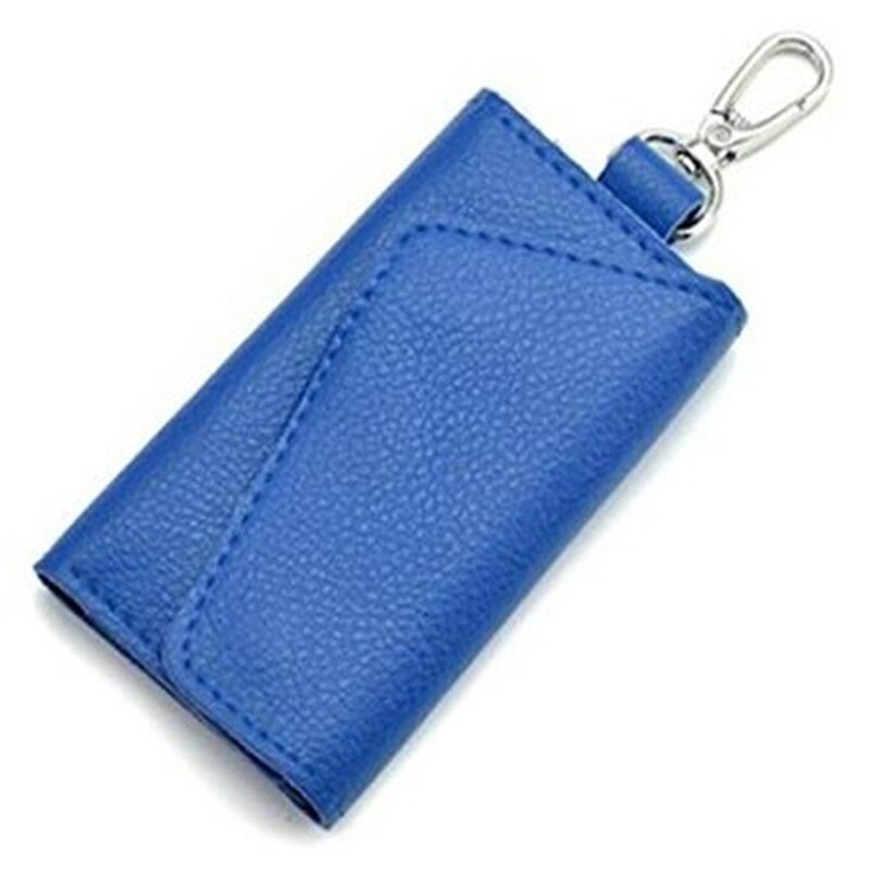 Mannen Sleutelhouder Huishoudster Lederen Auto Key Portemonnees Keys Organizer Vrouwen Sleutelhanger Covers Zipper Key Case Bag Unisex Pouch Purse: Blue C