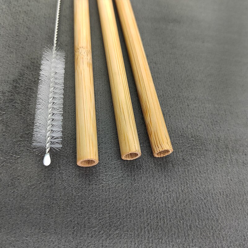 Pajita reutilizable para beber de 3 piezas, pajilla de Metal de acero inoxidable o 4 unidades de paja de bambú, ambas con cepillo de limpieza, para uso en Barra de casa