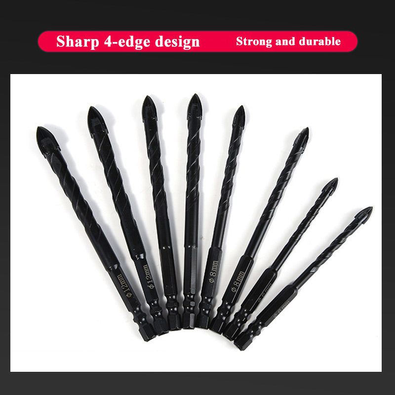 Juego de brocas hexagonales cruzadas de 4 filos para baldosas de porcelana de hormigón, Kit de brocas de Metal y vidrio, herramientas, taladros de carburo de 3/4/5/6/7/8/10/12 mm