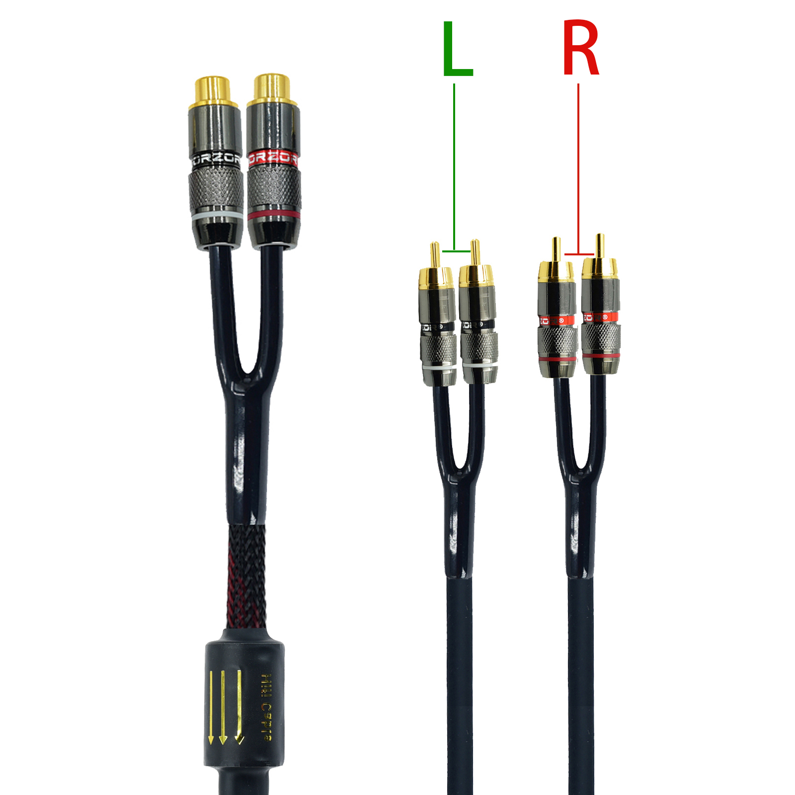 RCA Stecker Splitter Stereo Audio- Video Kabel 2 weibliche zu 4 Männlichen Dual Lautsprecher Y Adapter Stecker Verlängerung Kabel 1 eingang 2 Ausgang: verrotten / 7,5 mt